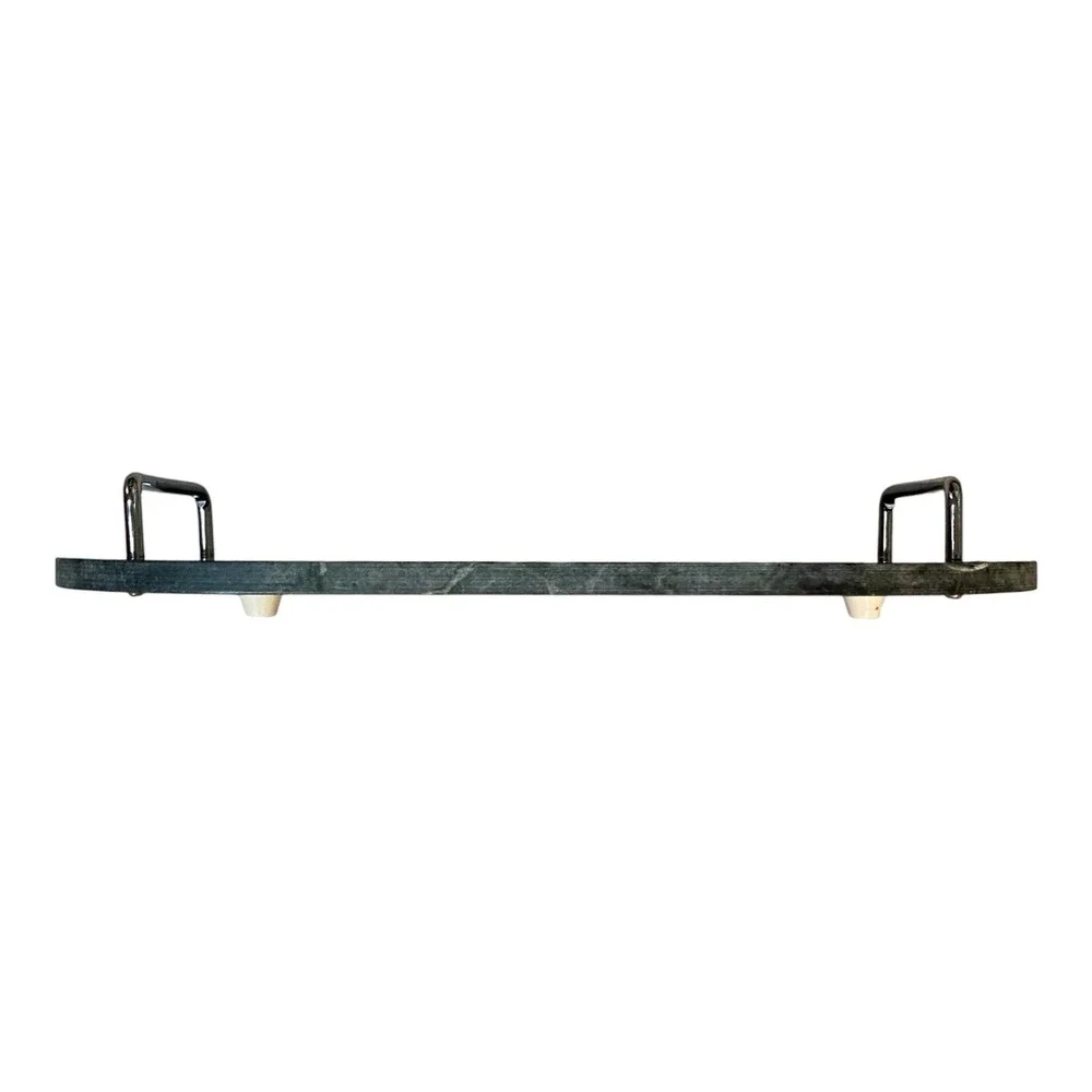 Vintage Studio Nova Green Marble Stone Serving Tray Chrome Handles Taiwan